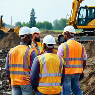 A bunch of workers on a construction site